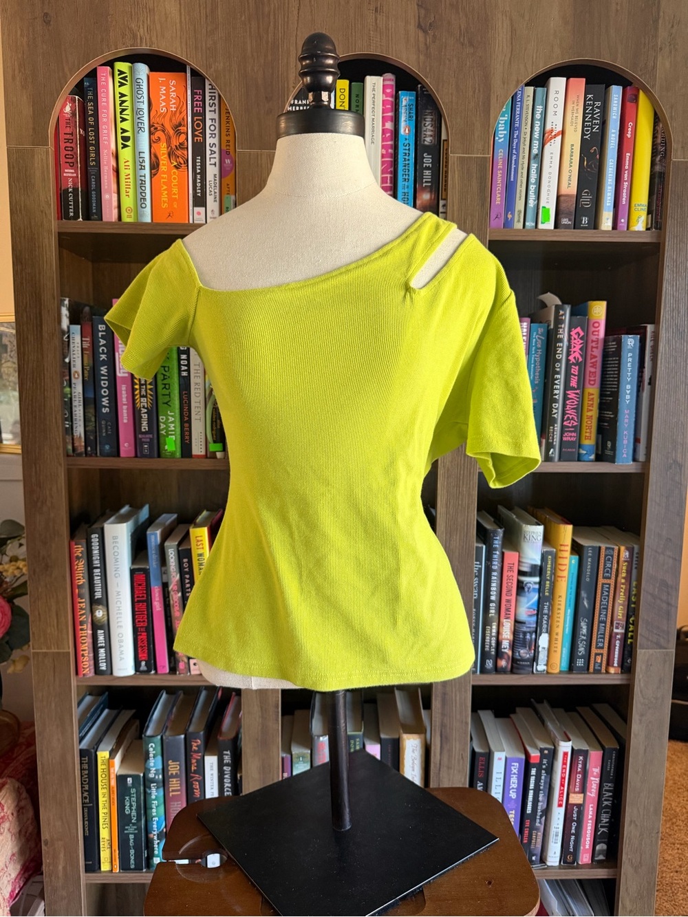 Women’s Lime Green Asymmetric Short Sleeve Tee